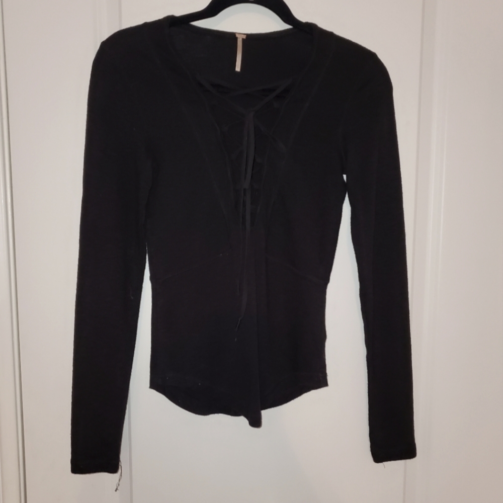 XS Free People Black Long Sleeve Top